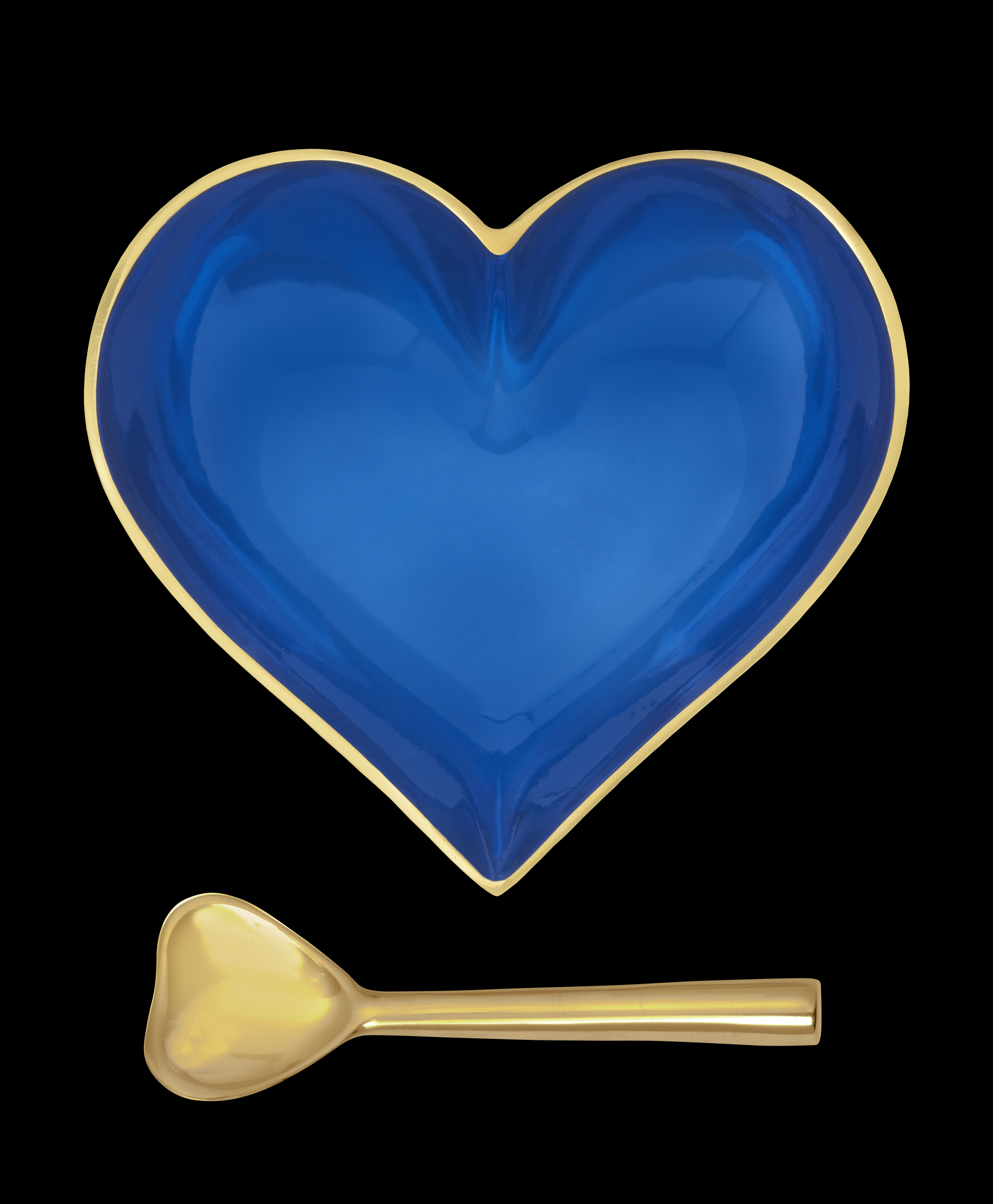 Happy Gold & Sapphire Blue Heart w/Gold Heart Spoon
